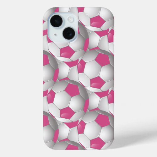 Soccer Ball Pattern Pink iPhone 15 Case