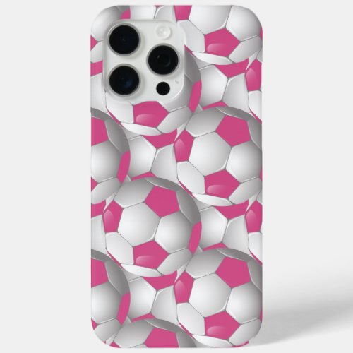 Soccer Ball Pattern Pink iPhone 15 Pro Max Case