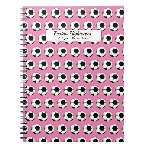 Soccer Ball Pattern Pink Name  Subject Notebook