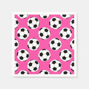 Soccer Ball Pattern Pink Napkins