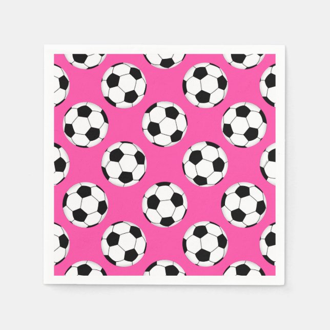 Soccer Ball Pattern Pink Napkins (Front)