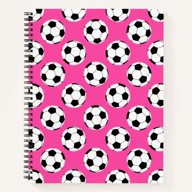 Soccer Ball Pattern Pink Notebook (Front)