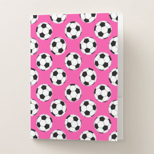 Soccer Ball Pattern Pink Pocket Folder