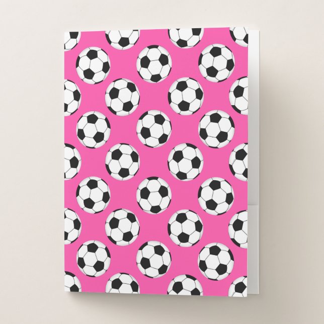 Soccer Ball Pattern Pink Pocket Folder (Front)