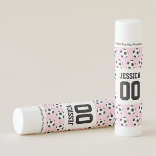 Soccer Ball Pattern Player Name Number Lip Balm