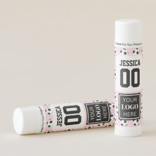 Soccer Ball Pattern Player Name Number Team Logo Lip Balm
