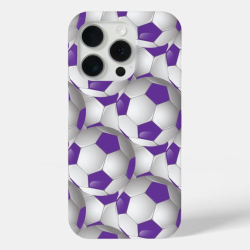 Soccer Ball Pattern Purple iPhone 15 Pro Case