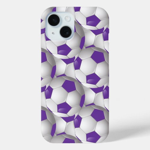 Soccer Ball Pattern Purple iPhone 15 Case