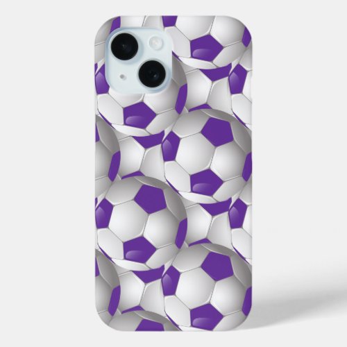 Soccer Ball Pattern Purple iPhone 15 Case