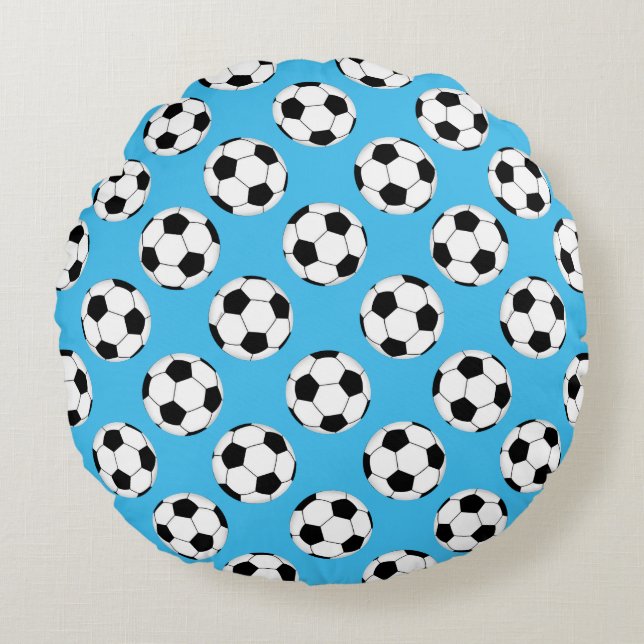Soccer Ball Pattern Round Pillow (Front)
