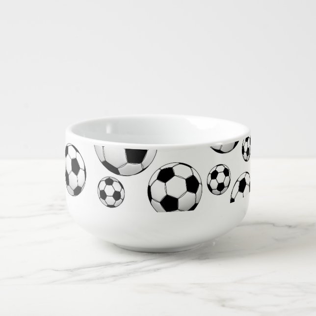 Soccer Ball Pattern Soup Mug (Front)