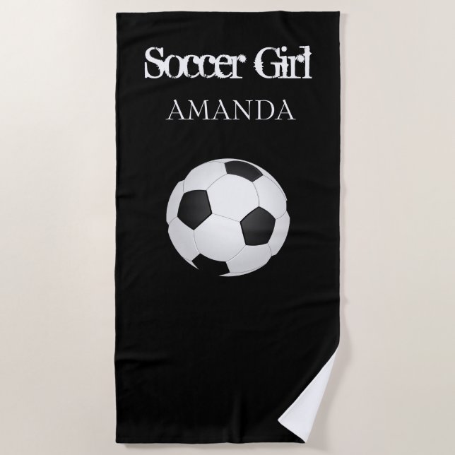 Soccer Ball Personalized Beach Towel Gift (Front)