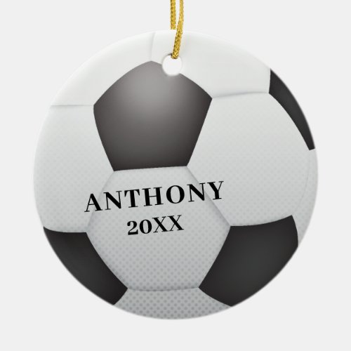 Soccer Ball Personalized Christmas Ceramic Ornament