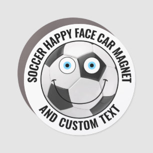 Soccer Ball Personalized Custom Happy Face 3" Car Magnet