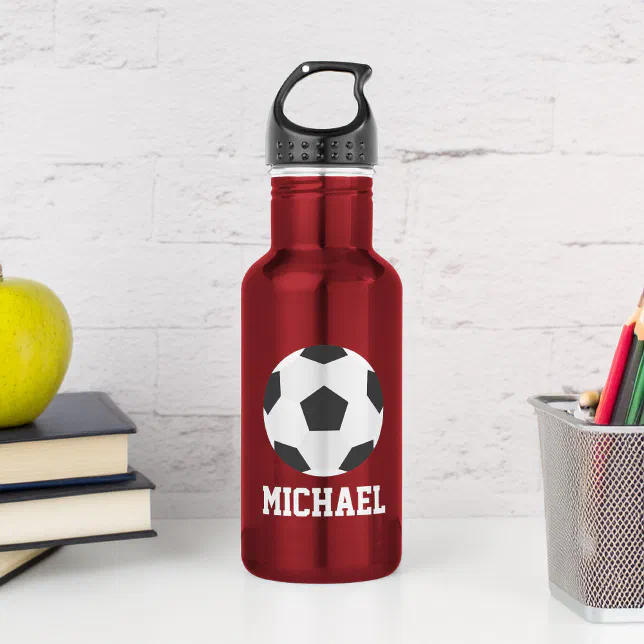 Soccer Ball Personalized Kids Stainless Steel Water Bottle | Zazzle