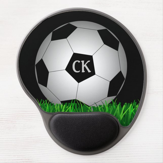 Soccer ball personalized monogram gel mouse pad (Front)