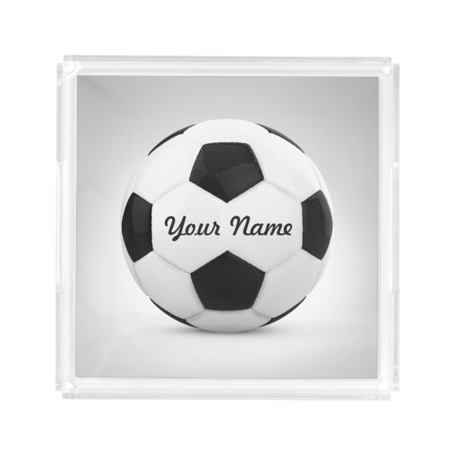 Soccer Ball Personalized Name Acrylic Tray (Front)