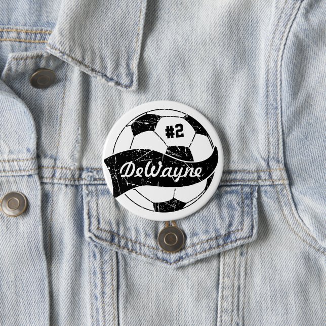 Soccer Ball Personalized Name and Number Button (In Situ)