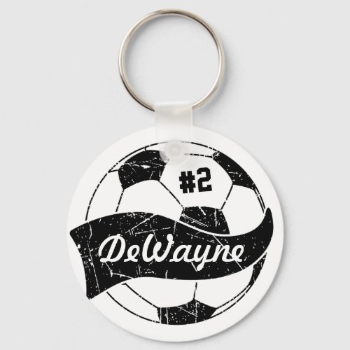 Soccer Ball Personalized Name and Number Keychain