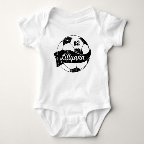 Soccer Ball Personalized Name and Number T_Shirt Baby Bodysuit