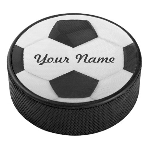 Soccer Ball Personalized Name Hockey Puck