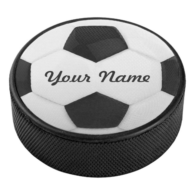 Soccer Ball Personalized Name Hockey Puck (3/4)
