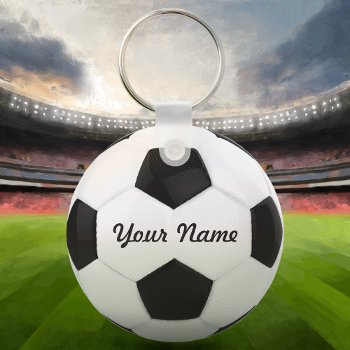 Soccer Ball Personalized Name Keychain by RicardoArtes at Zazzle