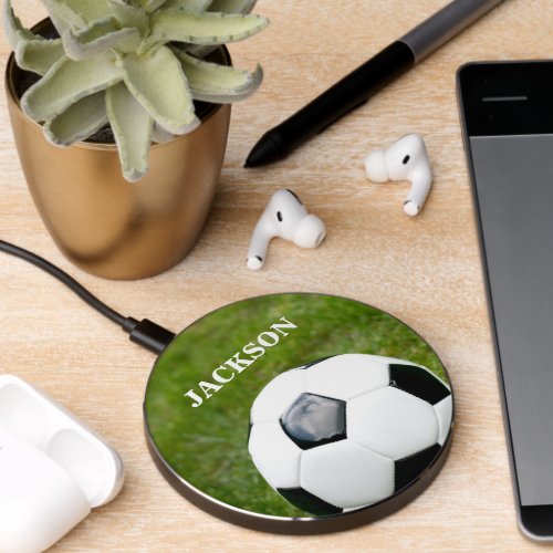 Soccer Ball Personalized Name Wireless Charger