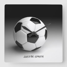 Soccer Ball Personalized Square Wall Clock