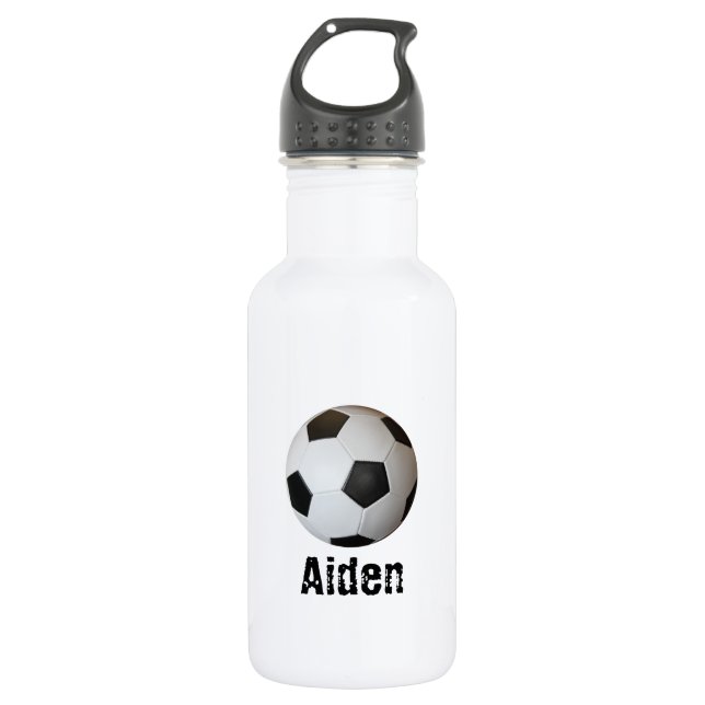 Soccer Ball Personalized Stainless Steel Water Bottle (Front)