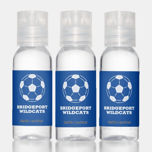Soccer ball personalized team name blue hand sanitizer