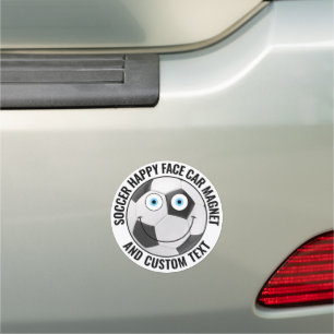 Soccer Ball Personalized Text Custom Happy Face 5" Car Magnet