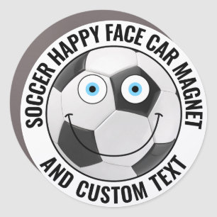 Soccer Ball Personalized Text Custom Happy Face 7" Car Magnet