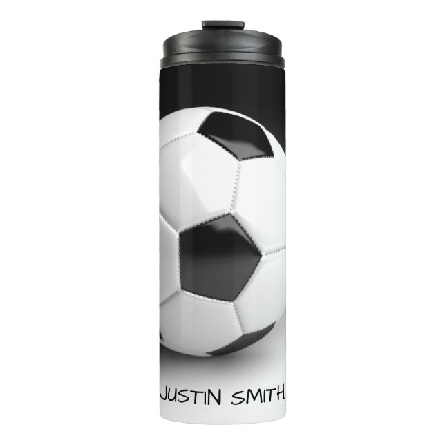 Soccer Ball Personalized Thermal Drink Tumbler (Front)