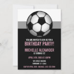 Soccer Ball Pink &amp; Black Birthday Invitations at Zazzle