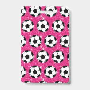 Soccer Ball Pink Frost Glitters Sport Player White Badge