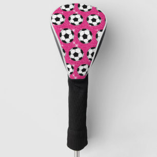 Soccer Ball Pink Frost Glitters Sport Player White Golf Head Cover