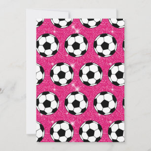 Soccer Ball Pink Frost Glitters Sport Player White Invitation