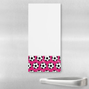 Soccer Ball Pink Frost Glitters Sport Player White Magnetic Notepad