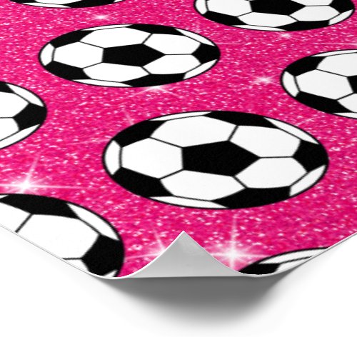 Soccer Ball Pink Frost Glitters Sport Player White Poster