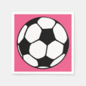 Soccer Ball Pink Girl's Birthday Party Napkin