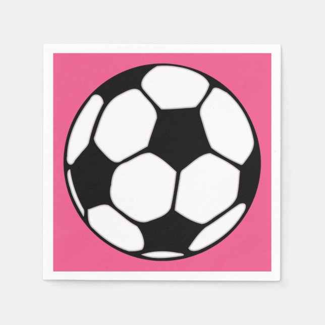 Soccer Ball Pink Girl's Birthday Party Napkins (Front)