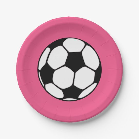 Soccer Ball Pink Girl's Birthday Party Paper Plate