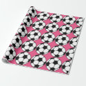 Soccer Ball Pink Girl's Birthday Party Wrapping Paper