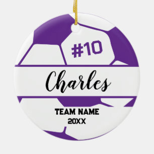 Soccer Ball Player Custom Name Number & Team Ceramic Ornament