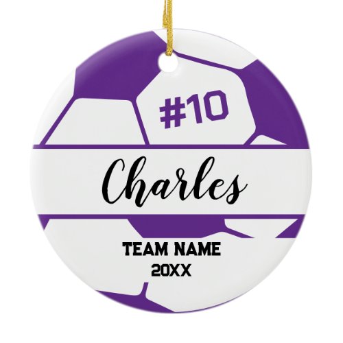 Soccer Ball Player | Custom Name Number &amp; Team Ceramic Ornament