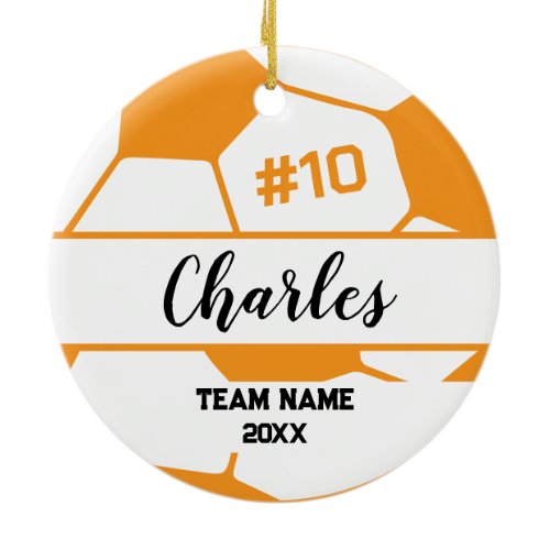 Soccer Ball Player | Custom Name Number &amp; Team Ceramic Ornament