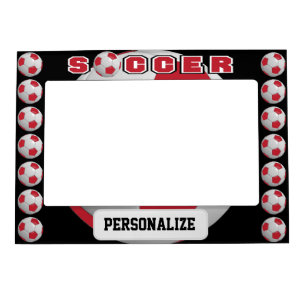 Soccer Ball Player DIY Name Dark Red Magnetic Frame