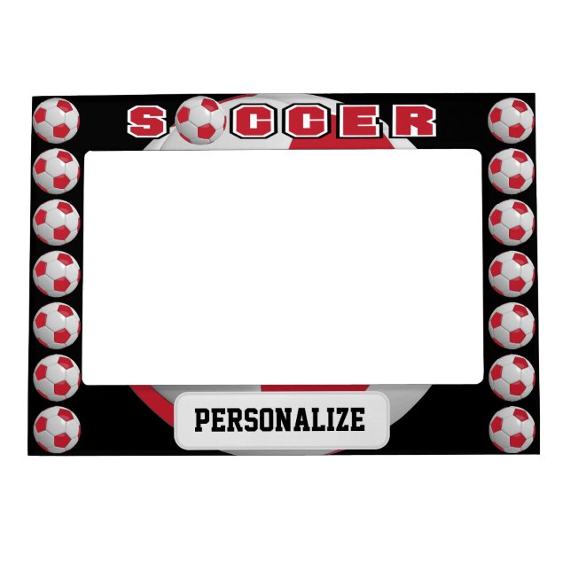 Soccer Ball Player | DIY Name | Dark Red Magnetic Frame (Front)