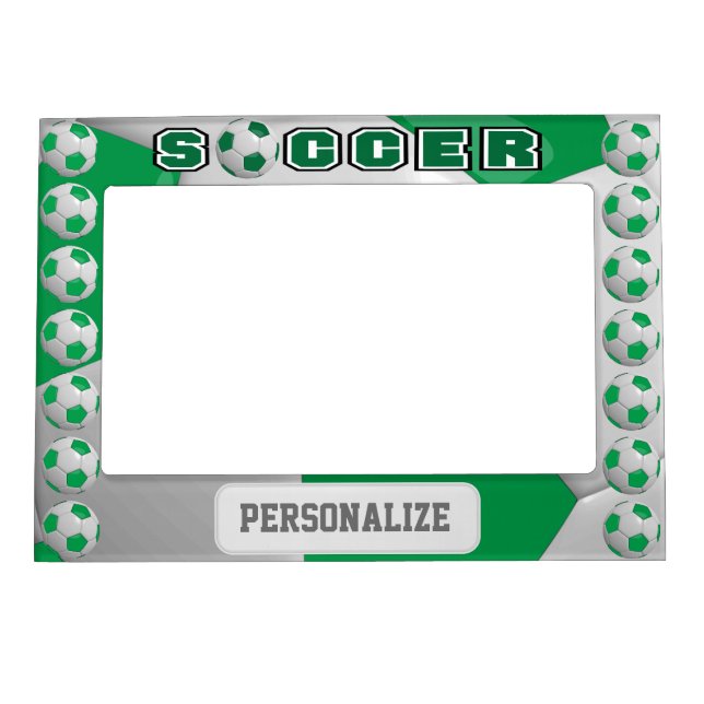 Soccer Ball Player | DIY Name | Green Magnetic Frame (Front)